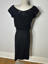 Vintage 1940s Angora Prong Set Rhinestone Skirt And Blouse Set picture