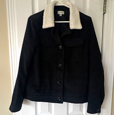 Wonderly Women’s Black Plaid Sherpa Collar Button Front Short Jacket Size M picture