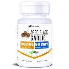 HealthFare Fermented Aged Black Garlic Extract 2000mg | 90 Caps | Non-GMO picture
