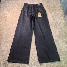 Vibrant MIU Jeans Wide Leg Womens Juniors Size 7 27 Black Boho Baggy NWT F829 picture
