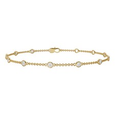 0.75Ct Lab Grown Diamond 14K Yellow Gold Ten Stone Bezel Set Station Bracelet 7