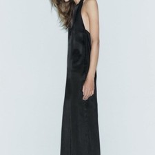 NWT Zara Studio Black Open Back Maxi Formal Dress Size M picture