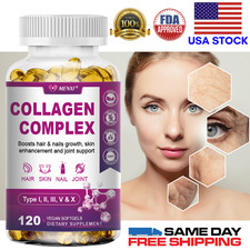 100% Natural Multi Collagen Peptides Anti Aging Skin Collagen Pills 120 capsules picture