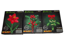 Lot of 3 nib Brickcraft Bricktanicals Holiday Flowers Brick Building Sets picture
