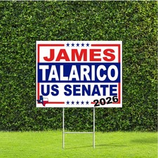 James Talarico Texas US Senate 2026 Race Red White & Blue Yard Sign with H Stake picture