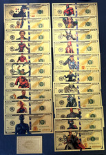 21pc Avengers MARVEL Universe $100 Dollars 24K Gold Foil Banknote Set Art CoA picture