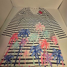 Lilly Pulitzer Beacon Dress Desert Palm Stripe Resort White Size L NWT picture