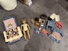 RARE VTG White Body Pleasant Company American Girl Kirsten Doll Lot Blue Bed picture