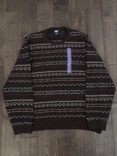 NWOT Lands' End Sweater Mens 2XL 50-52 Brown Fair Isle Long Sleeve Pullover picture