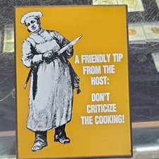 George Nathan Vintage 1970s Hanging Wood Wall Plaque Chef Cooking Yellow picture