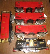 COAL TRAIN black 318E 516 516 516 and red/black caboose 1929 picture