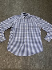 Charles Tyrwhitt Poplin Slim Fit Blue White Gingham Shirt Men's M picture