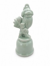 Vtg. Chinese  Celadon/Greenware Green Foo Dog - Bell - Prosperity picture