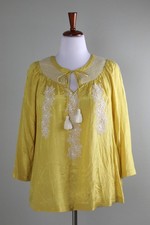 SOFT SURROUNDINGS NWT $110 Lauralin Embroidered Top in Spicy Mustard Size Large picture
