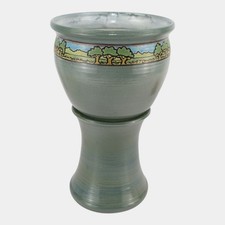 Door Studio Art Pottery Gray SEG Style Scenic Trees Band Jardiniere And Pedestal picture