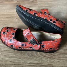 Alegria Paloma Maryjane Comfort Shoes Easy On Strap red/black OWLS sz 40 picture