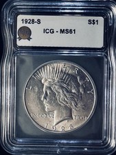 1928-S (Regular Strike) Peace Dollar ICG MS-61 Brilliant Uncirculated  picture