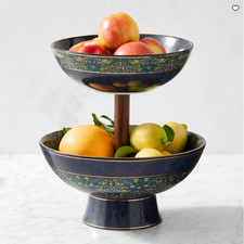 Morris & Co. x Williams Sonoma Cotswold Two Tier Fruit Bowl Floral Tableware picture