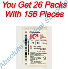 *156-Pieces* Kerr SybronEndo K3 Files Taper-02 Size-0.45 Length 25mm 825-2455 picture