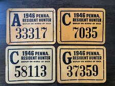 Set of four (4) Vintage 1946 Pennsylvania (PA) Hunting Licenses picture