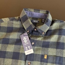 IZOD Stratton Flannel Shirt Plaid Button Up Long Sleeve Soft Mens Medium NWT picture
