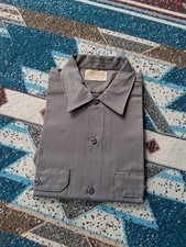 70s Montgomery Ward Work Shirt Deadstock Large Grey Cotton Twill picture