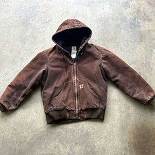 Vintage grail Carhartt Brown Duck Canvas Active Jacket Hoodie Full Zip Men's M picture