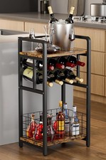 3-Tier Wine Rack Freestanding Floor with Wood Top, Liquor Stand with Wine Bottle picture