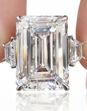 RARE 11.80 Ct Certified Emerald Cut White Diamond Solitaire Ring- FREE Studs picture
