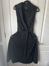 Tahari ASL Women's Solid Black V-Neck Sleeveless Tie Wrap Long Dress 14 picture