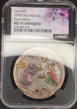 2026 Niue $1 Thumbelina NGC MS70 Antiqued Fairytale 1oz Silver Mintage 1000 picture