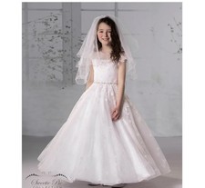 Sweetie Pie Collection White Lace Dress 4097T Size 7 First Communion Formal picture