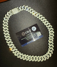 GRA Certified Moissanite VVS1 Silver Cuban Chain 22 inch Brand New picture