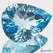 Certified 32.40 Ct Real Blue Topaz - Top Quality Pear Shape Concave Cut Gemstone picture