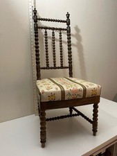 Antique French Bobbin Chair, Ebonized Wood, c.1800's with upholstered seat picture