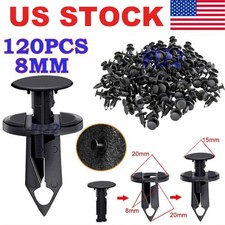120PCS 8mm Bumper Clips Retainer Auto Car Plastic Rivets Fastener Fender Push picture