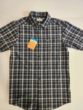 Columbia Men's Black Plaid Short Sleeve Shirt Fir Ridge XS  Omni Shade - New $60 picture