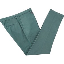 Boglioli Tailored-Fit Mid Green Twill Cotton-Linen Pants Chinos 38 (Eu 54) NWT picture