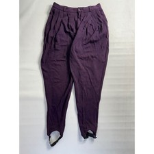 Vintage Finity 100% Wool Purple Pleated Stirrup Pants Knit Tapered Trousers picture