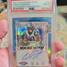 2021 Contenders - Chuba Hubbard Cracked Ice Rookie Ticket Auto 1/22 1/1 Case Hit picture