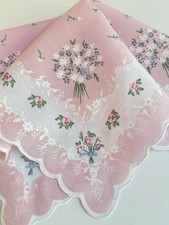 Lovely New LuRay Pastel Pink Handkerchief  Hankie With Scalloped Border picture