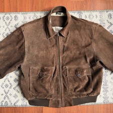 Vintage G-III Leather Suede Bomber Jacket Mens Sz M Brown Insulated Aviator 80s picture