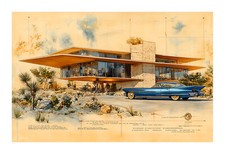 1960s Mid Century Modern Future Concept Art Print BPS4 picture