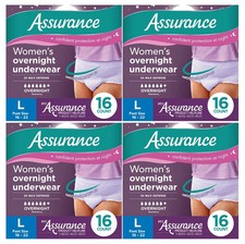 Assurance Women’s Overnight Incontinence Underwear, Size L (4x16 ct ), 64-Pack picture