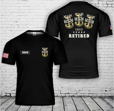Custom name US Navy Master Chief Retired 1893 3D T-Shirt picture