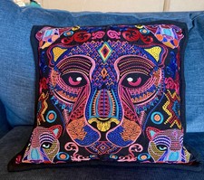 Authentic Vibrant Mexican Embroidered Pillow Cover 18x18 picture