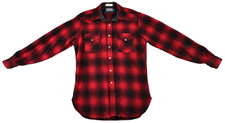 VTG 70s PENDLETON M Long Tall Red Plaid High Grade Western Wool Snap Shirt EUC picture