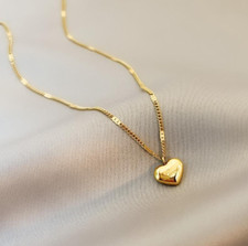 18K Gold Plated Stainless Steel Love Floating Heart Pendant Chain Necklace Gift picture