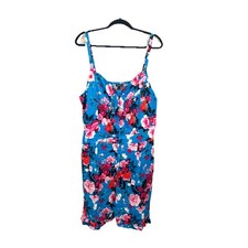 NWT Torrid 3 3X 22-24 Challis Floral Tie Front Romper Blue Casual Cottagecore picture