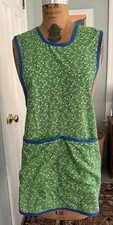 Vintage Apron Farmhouse Bib Style Hand Sewn Floral Pattern Pockets Cotton picture